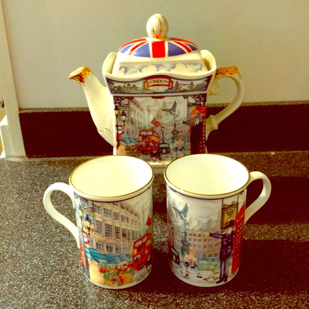 Bone China tea set trio  James Sadler Piccadilly  collector English Vintage